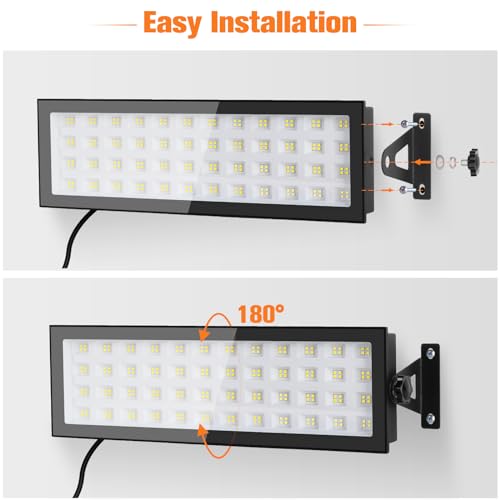 OOOLED 2 Pack LED Shop Lights, 100W 13000LM 6000K Super Bright LED Work Light, IP66 Waterproof LED Flood Light Outdoor with Plug, LED Shop Lights for OOOLED