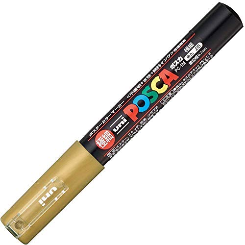 Uni-posca Paint Marker SPECIAL SET (a) , Mitsubishi Pencil, Poster Colour Marking Pens Extra Fine Point 12 Colours (PC-1M12C) , Gold and Silver uni