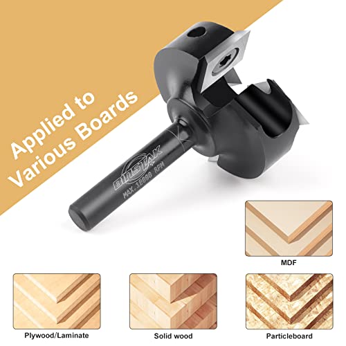 BINSTAK CNC Spoilboard Surfacing Router Bit 1/4" Shank, Slab Flattening Router Bit with 1-3/8" Cutting Diameter, 2+2 Flutes Insert Carbide Wood BINSTAK