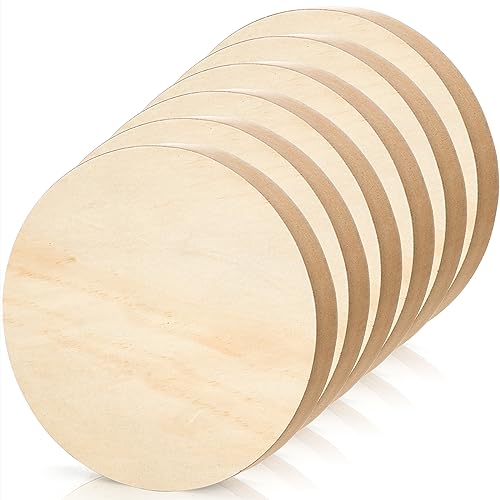 DEAYOU 6 Pack MDF Wood Circle, 6 Inch Round Unfinished Wood Board Disc, Wooden Plaque Coaster for Painting Crafts, Medium Density Fiberboard, 1" DEAYOU