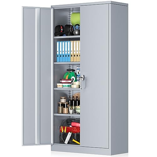 INTERGREAT Garage Storage Cabinets with Doors and Shelves, 72" Steel Tool Locking Cabinet, Metal Storage Cabinet for Home Office, Warehouse, School INTERGREAT