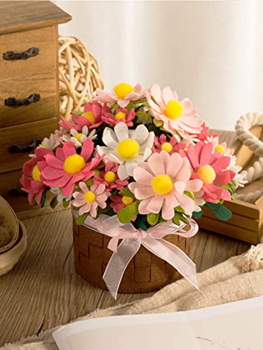 BAZIMA DIY Felt Flower Art Craft Kit, DIY Felt Daisy Pot Bonsai Kit, 33 Daisies ,Floral Gifts,Beginner Craft Kit,Arrange Pre-Cut Felt Flowers and BAZIMA ALICE
