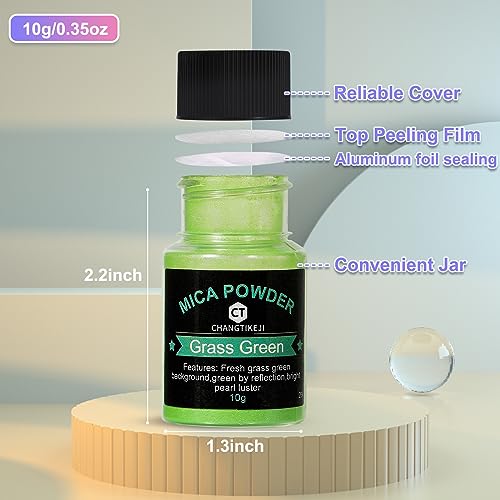 CHANGTIKEJI Mica Powder - 144 Colors - 10g/Bottle of Natural Pigment for Epoxy Resin,Eye Shadow,Car Freshies,Soap Making,Nail Polish,Candle CHANGTIKEJI