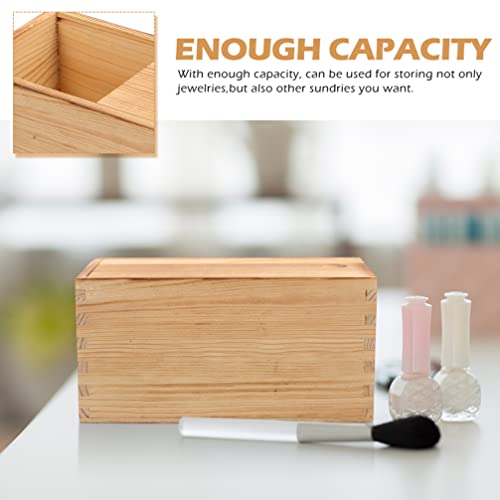 SEWACC 2pcs Unfinished Wooden Box with Slide Lid Blank Wood Box Case Jewelry Box Container for Arts Crafts Hobbies Sewing Keepsakes SEWACC