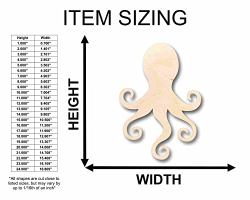 Unfinished Wood Octopus Silhouette - Craft- up to 24" DIY 30" / 3/4" 24 Hour Crafts