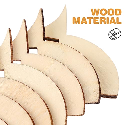 VICASKY 100 Pcs Unfinished Wood Shavings Fish Shape Wood Slices Graffiti Wood Shavings Creative DIY Accessories for Crafts Unfinished Wooden Ocean VICASKY
