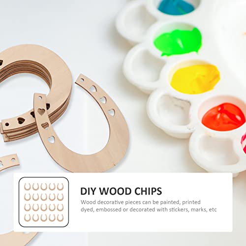 Sewroro 24pcs Horseshoe Shape Wood Cutouts for Crafts Unfinished Wooden Horseshoes DIY Painting Discs Slices Small Cowboy Party Decorations Sewroro