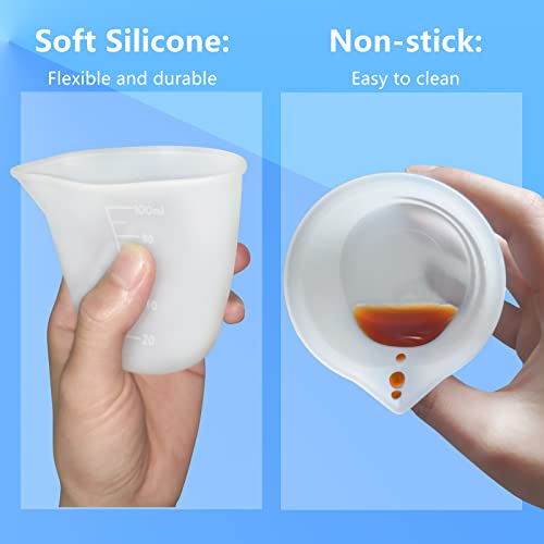 Silicone Resin Measuring Cups Tool Kit- 600ml/20oz Resin Mixing Cups, 2Pcs 100ml Measuring Cups, Silicone Stir Sticks, Resin Mixing Kit for Epoxy Demorex