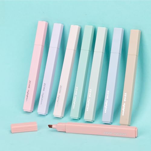 ZEYAR Aesthetic Cute Highlighter Pens, Cream colors, Chisel Tip, Water Based, Quick Dry, No Bleed for bible, four seasons color series (8 Spring ZEYAR