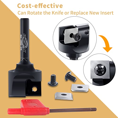 CNC Spoilboard Surfacing Router Bit, 1/4" Shank 1" Cutting Diameter, Carbide Insert Slab Flattening Router Bits Planing Bit Wood Planer Bit BINSTAK