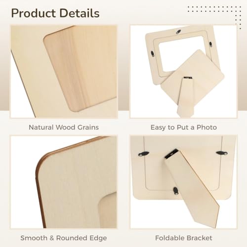 20PCS Picture Frame Painting Craft Kit,DIY Wooden Photo Frames,8.8 x 6.7inch 4 Sheets Unfinished Frames with 12 Pcs Watercolor Pens and 4Pcs Diamond Homaisson