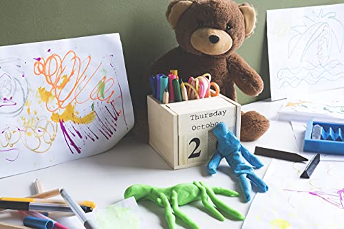 brightmaison BGT Dexo Desk Organizer, Pen Holder & Desk Calendar, DIY Projects Unfinished Wood, Natural brightmaison