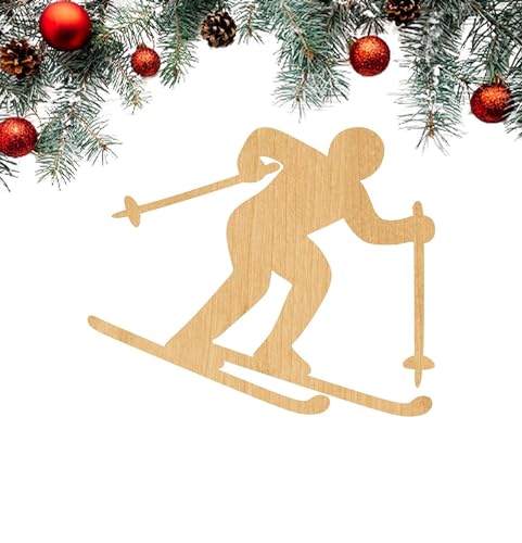 3 Pcs Skier Supply 3" Wooden Shape Ornaments Unique Unpainted Smooth Surface Unfinished Laser Cutout Wood Sheets Boards for Crafts 1/8 Inch Thick WoodArtSupply