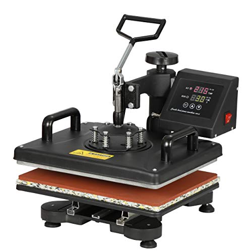 F2C 5 in 1 Pro Heat Press Machine 12x15 Digital Heat Transfer Sublimation Swing-Away for Hat Mug Plate Cap T-Shirt 360-degree Rotation Multifunction F2C