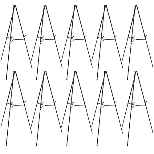 U.S. Art Supply 66" High Showroom Black Aluminum Display Easel and Presentation Stand (Pack of 10) - Large Adjustable Height Portable Floor and US Art Supply
