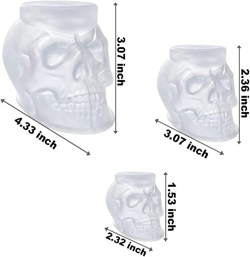 Set of Large + Medium + Small 3D Skull Resin Molds, Flexible Clear Silicone Skull Head Molds, Silicone Molds for Resin, Clay, Candle Wax Casting, WoodArtSupply