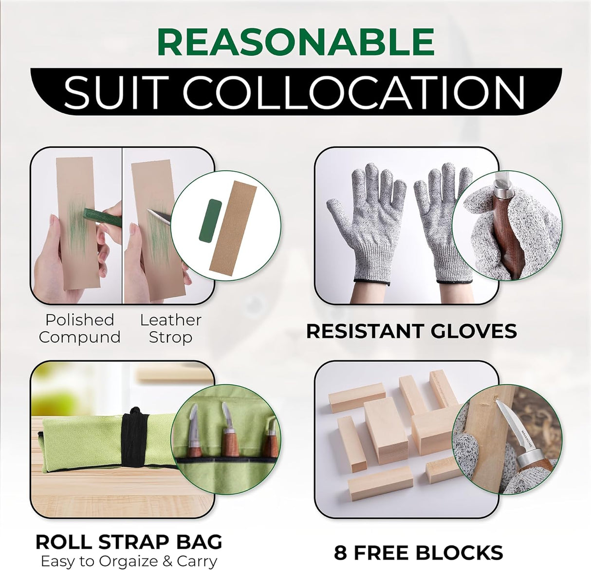 Whittling Kit for Beginners Includes 8-Basswood Wood Carving Blocks Set, 3Pcs Whittling Knife - Wood Carving Kit with Tools and Carving Knifes for WoodArtSupply