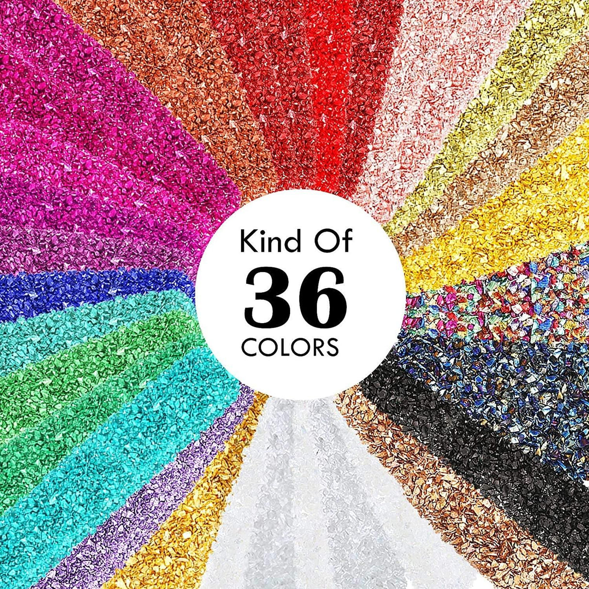 36 Pack Crushed Glass Glitter, Broken Crushed Glass Pieces for Craft Resin Nail DIY Craft Vase Filler Epoxy Resin Art Jewelry Making WoodArtSupply