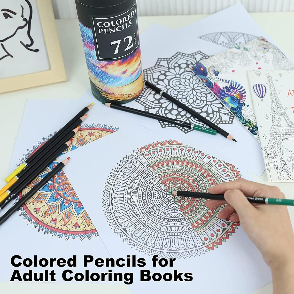 Colored Pencils for Adult Coloring Books, 72 Colored Professional Drawing Pencils, Art Supplies WoodArtSupply