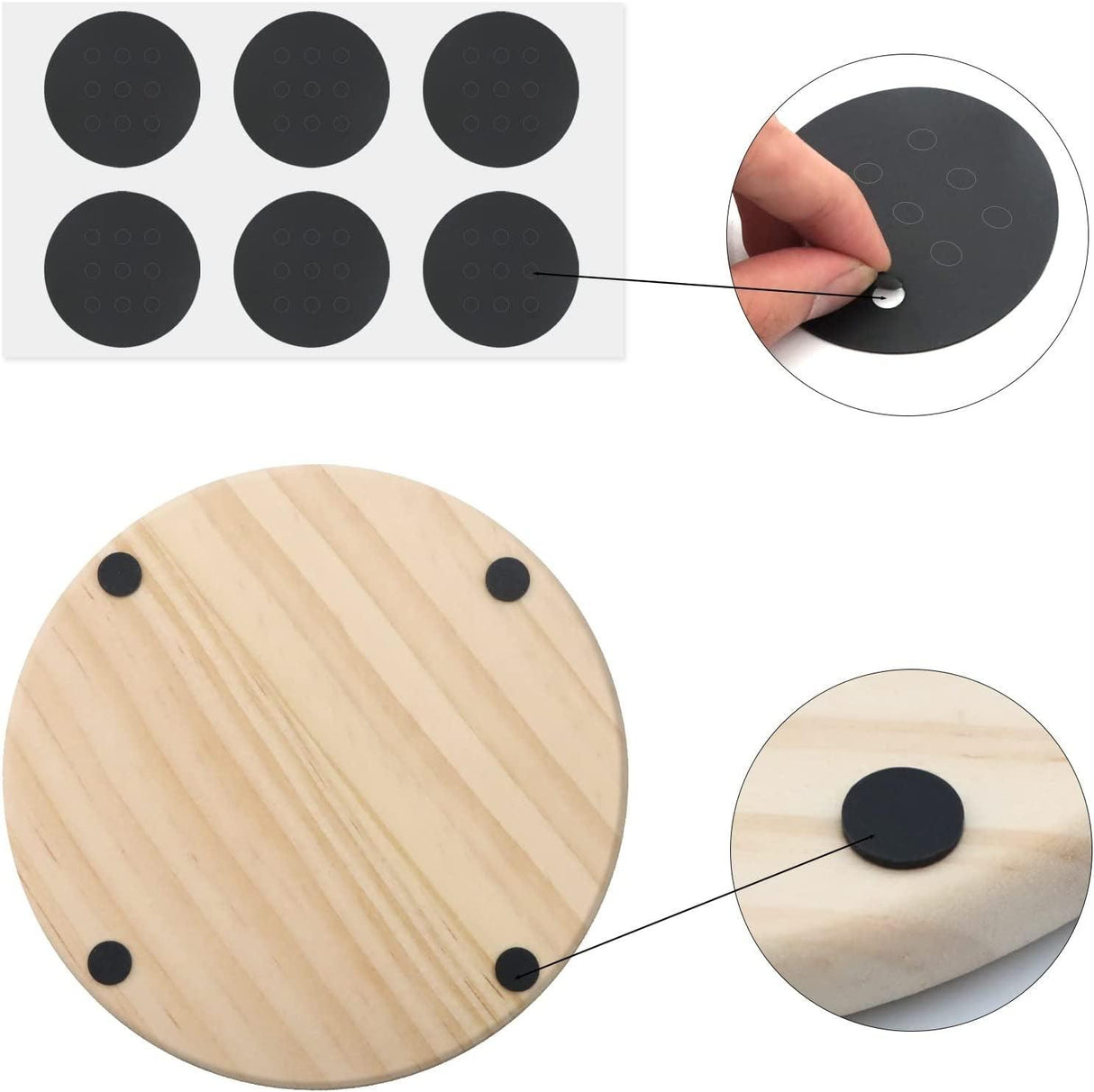 12 PCS Unfinished round Wood Coasters, 4 Inch Blank Wooden Coaster Crafts with Non-Slip Silicon Dots WoodArtSupply