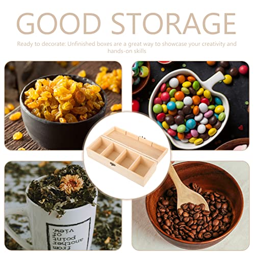 iplusmile Wooden Tea Bag Storage Box with Lid, 4 Compartments Tea Chest Organizer Box, Multipurpose Spice Packets Container for Living Rooms, iplusmile