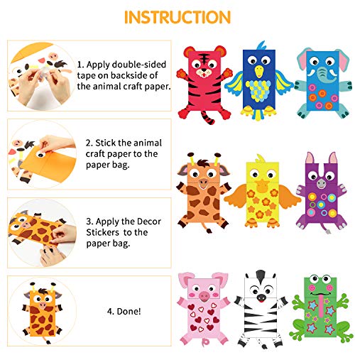 WATINC 9Pack Hand Puppet Art Craft Paper Sock Puppets DIY Making Your Own Puppet Kits Party Favors Wiggle Googly Eyes Storytelling Party Supplies WATINC