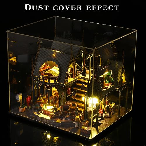 Spilay Dollhouse Miniature with Furniture,DIY Wooden Crafts Magic Doll House Mini Handmade Kit with Dust Proof Cover and Music Movement,1:24 Scale Spilay