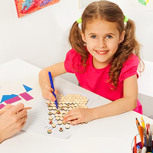 MAGICLULU 200 Pcs Unfinished Wood Hexagon Pieces Unfinished Wood Cutout Hexagon Shape Hexagon Blank Unfinished Wood Slices for Craft DIY Projects MAGICLULU