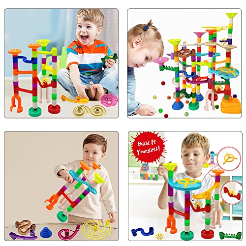 DSHMIXIA Marble Run for Kids Ages 4-8-12 150pcs Sturdy Building Toys Kids Games Marbles Run Track Amazing Fun Boys Girls Gifts (Standard) DSHMIXIA