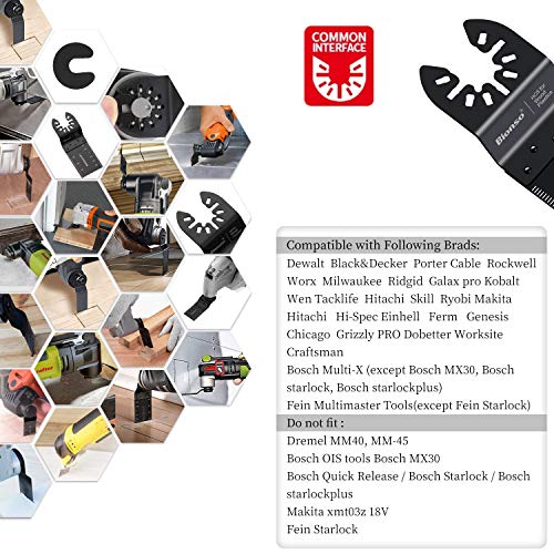 Bionso 55PCS Oscillating Saw Blades, Professional Universal Titanium Multitool Blades for Wood Plastics Metal, Quick Release Multi Tool Kits Fit Bionso