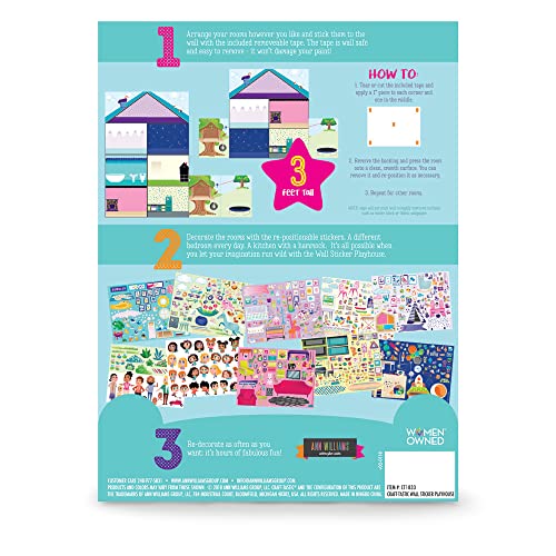 Craft-tastic Jr – Wall Sticker Playhouse – 3-Foot Tall Dreamhouse with Over 650 Reusable Stickers Craft-tastic