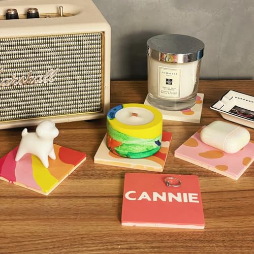 Midnadiy 8 Pcs Thickened Resin Coaster Molds - Large Round Square Silicone Coaster Molds for Epoxy Resin, DIY Crafts, Home Decor, Gifts - Durable and Midnadiy