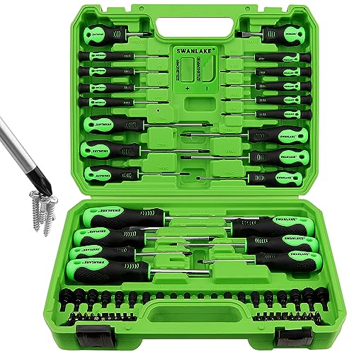 SWANLAKE 86PCS Magnetic Screwdriver Set,Includes Slotted/Phillips/Torx Mini Precision Screwdriver, Replaceable Screwdriver Bits and nut drivers With SWANLAKE GARDEN TOOLS