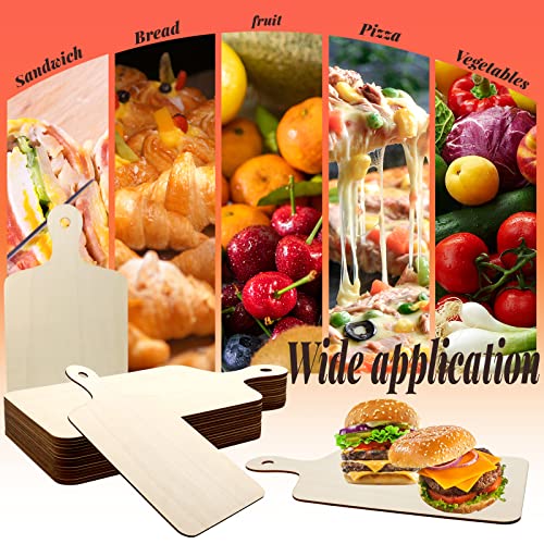 Vmiapxo 16 Pack Unfinished Wood Cutting Board Craft with Handle, Wooden Paddle Cheese Bread Board Set Chopping Board Serving Tray for Craft DIY Vmiapxo