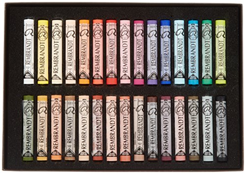Rembrandt Royal Talens Soft Pastels General Wood Box Set, 30 Stick Rembrandt