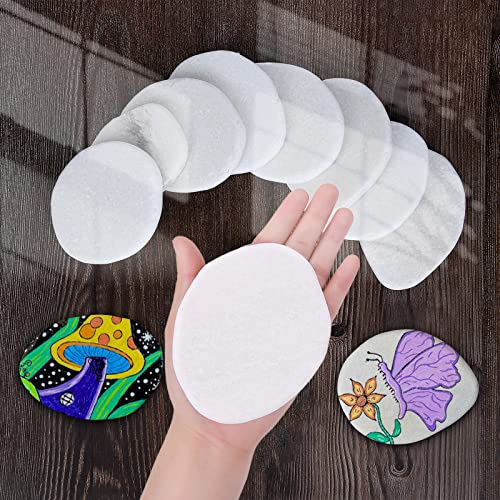 Lulonpon 12 Pieces Large Painting Rocks, 3-4 Inches White Rocks for Painting,Smooth Rocks Bulk,Flat Rocks,Natural Smooth Surface Arts and Crafting Lulonpon