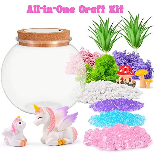 Unicorn Gifts for Girls - Light up Unicorn Terrarium Kit for Kids - DIY Unicorn Arts & Crafts Toy - Birthday Gifts for Kids Age 5 6 7 8-12 Year Old KASU