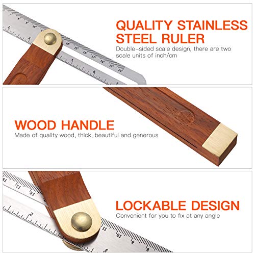 DOITOOL 1PCS 9 Inch Sliding T-Bevel Gauge Woodworking T Bevel Angle Finder with Hardwood Handle and Metric Marks DOITOOL