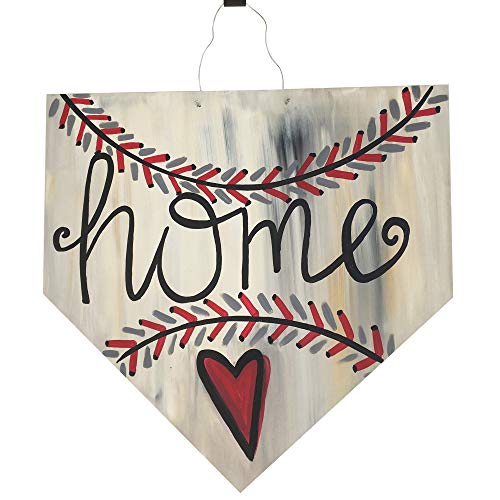 Home Base Plate Cutout Unfinished Wood Sports Décor Baseball Softball Door Hanger Everyday MDF Shape Canvas Style 1 (6") Diverse Woodworking