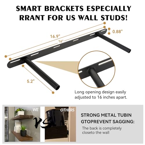 BGMG Wood Floating Shelves 24 inch, Wide Rustic Wooden Wall Shelves for Bathroom Living Room Bedroom Kitchen Farmhouse Set of 2-24x 6.7 x1.25 inch- BGMG