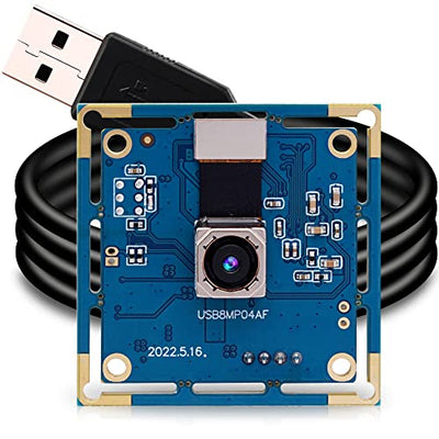 ELP 8mp USB Camera Autofocus 4K PC Camera Module for Computer and Raspberry Pi Mini UVC USB2.0 Webcam Board IMX179 Industrial Lightburn Camera Low