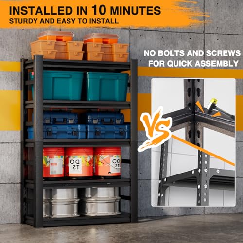 5 Tier Garage Shelving, Storage Shelves Heavy Duty Shelving, Adjustable Metal Shelf Rack and Shelf Units, Garage Shelving Heavy Duty Warehouse BEESTMUEBLE