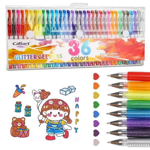 Gel Pens - 48 Metallic & Glitter Gel Pens + Carry Bag by Colorya, Perfect  Gel Pens for Adult Coloring Books, Sketching, Drawing, Doodling, Bullet