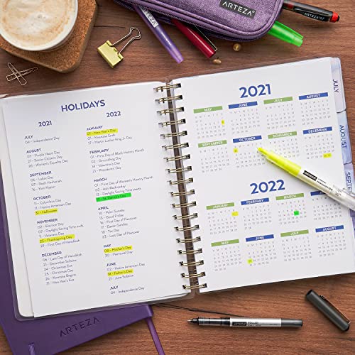 Arteza Academic Planner Bundle, Includes 9 x 7 Inches Planner, 6 x 8 Inches Lined Journal, and 2 Sticker Sheets, Office Supplies and College ARTEZA