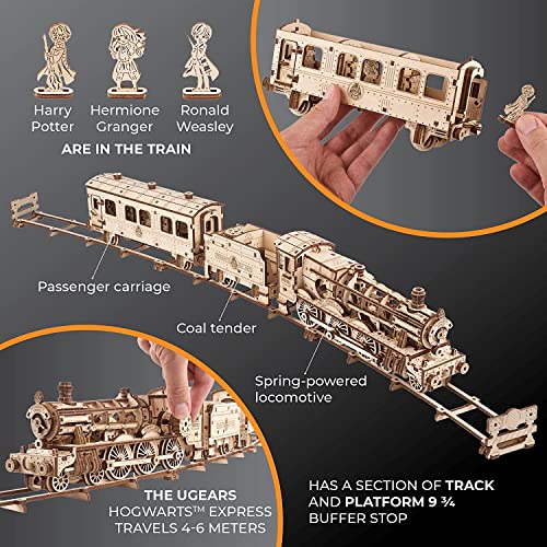 UGEARS Harry Potter Hogwarts Express 3D Puzzles for Adults to Build - Model Kits for Building Toy Train Set - 3D Wooden Puzzle Includes Train, UGEARS