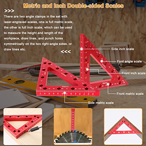 45 & 90 Degree Right Angle Clamp Set for Woodworking, 2 Pack 5.5'' Multifunction Precision Positioning Square Clamp for Carpenter, Corner Clamping SLIIMU