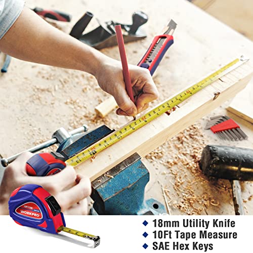 WORKPRO 35-Piece Tools Set, General Household Tool Kit with Storage Toolbox, Basic Tool Set for Home, Garage, Apartment, Dorm, New House, Back to WORKPRO