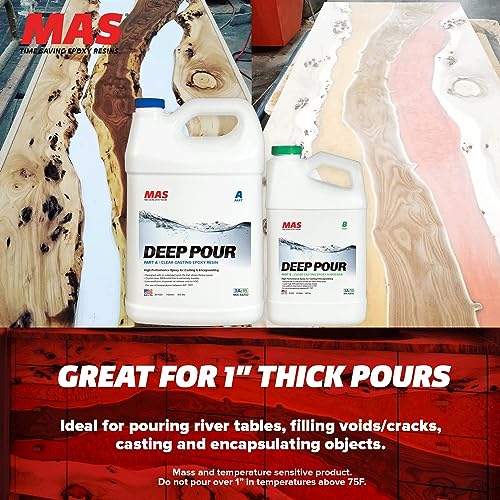 MAS Epoxies Deep Pour Epoxy Resin Kit - Crystal Clear, Slow Curing Epoxy Resin for Casting, River Tables, Encapsulating, Live Edge Slabs, Molds, MAS