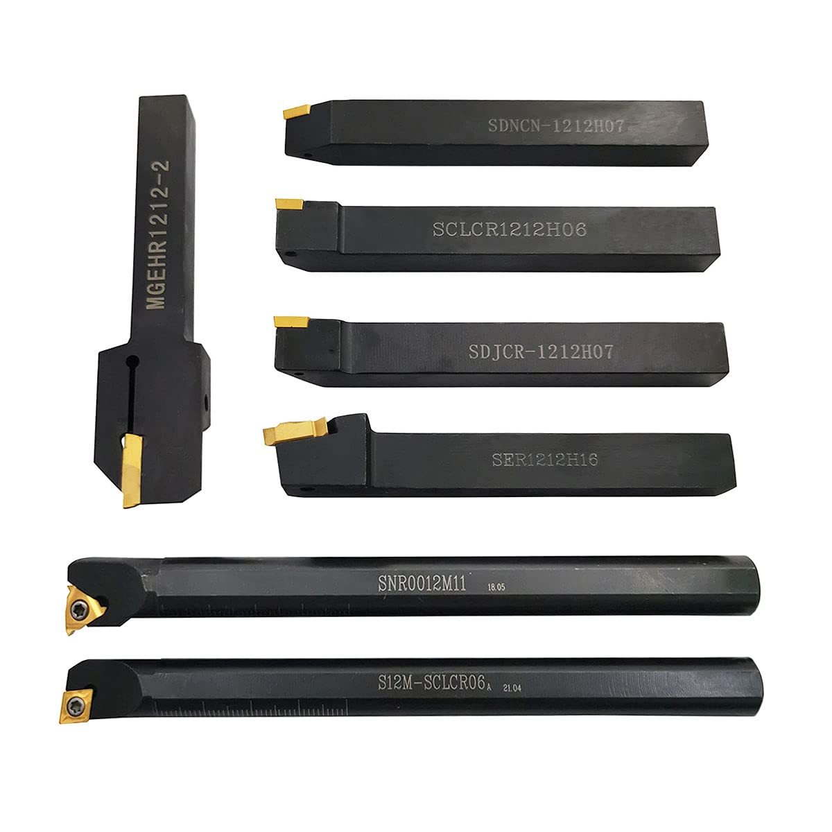 ASZLBYM 21PCS 1/2"/12mm Shank Indexable Carbide Lathe Turning Insert Tool Holder Bit Set for Turning Grooving Threading Boring with Indexable Carbide ASZLBYM