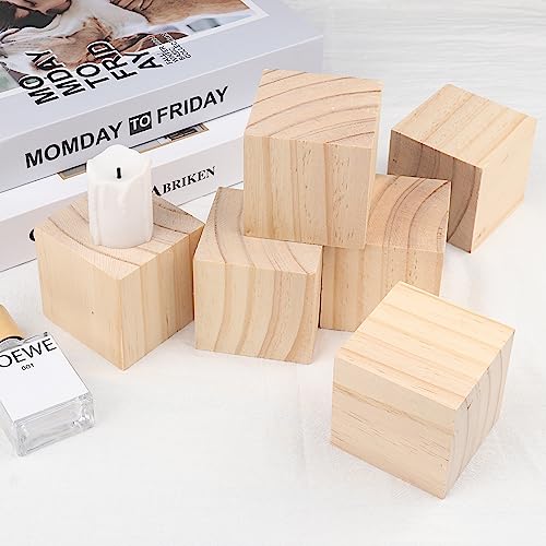 12 Packs Wooden Blocks for Crafts, 3.15 Inch Pine Wood Cubes, Wooden Cubes for Paint, Stamp, Decorate, DIY Projects and Personalized Gifts,by GNIEMCKIN